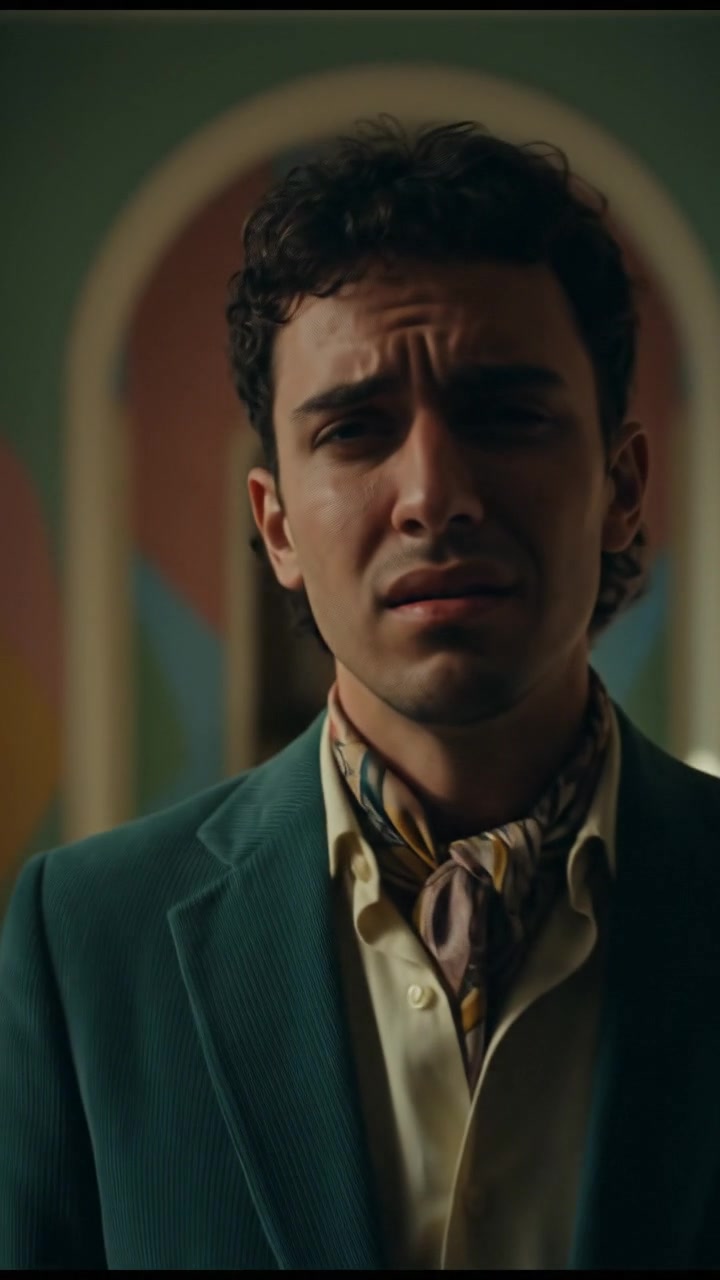 A close-up of the Mateo standing in the shadows, looking pained, surrounded by silence.