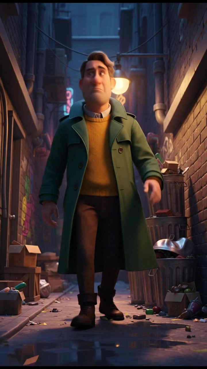 Mark standing in a dimly lit alley, looking around cautiously.