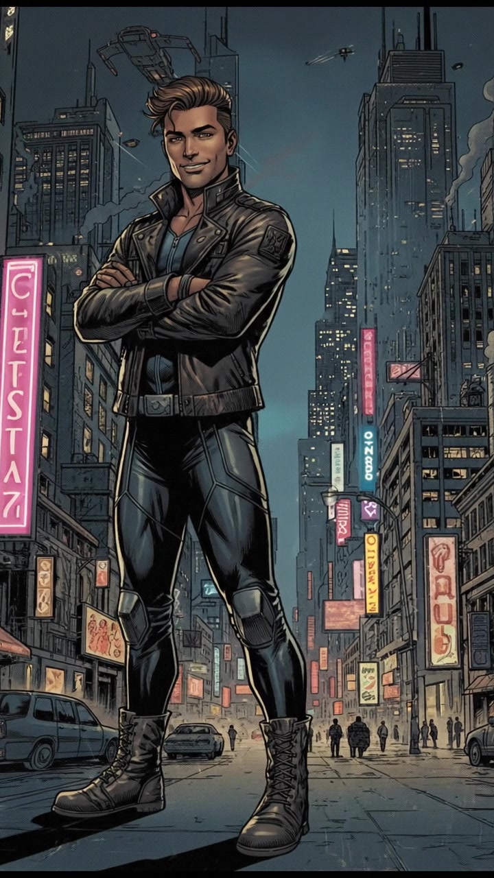 The Arjun standing confidently with a backdrop of a bustling city, arms crossed with a smile.