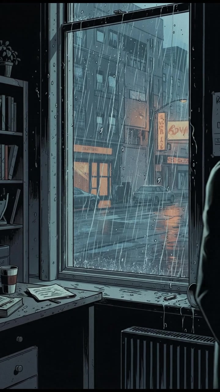 The Arjun looking outside through the window at the rain.