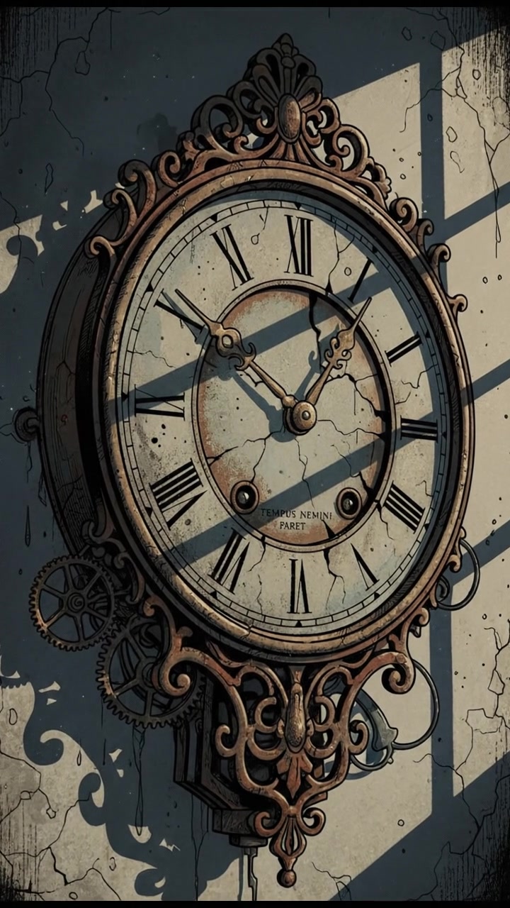 A close-up of a clock on a wall with its hands frozen, capturing a moment in time.