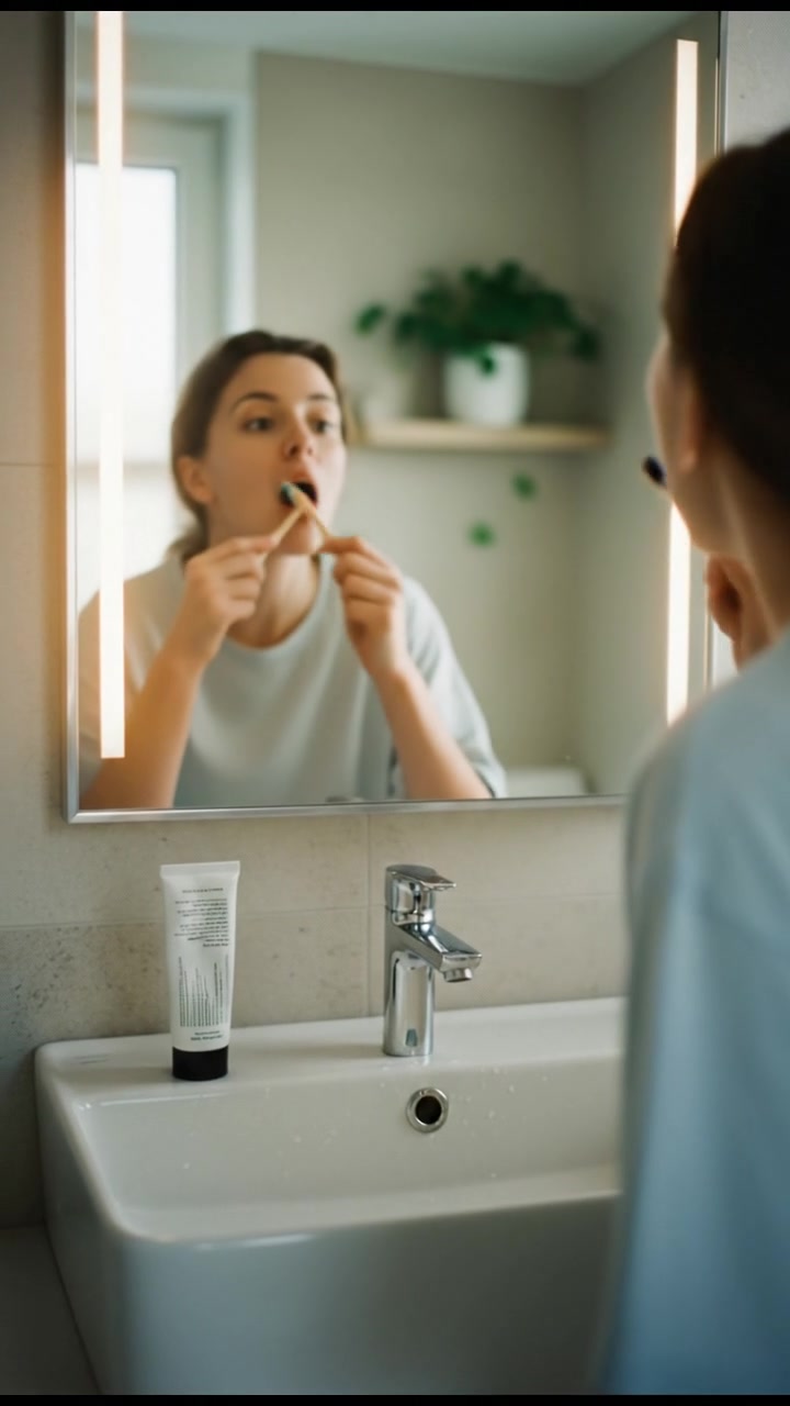 Man Cleans Her Dirty Teeth with Toothbrush