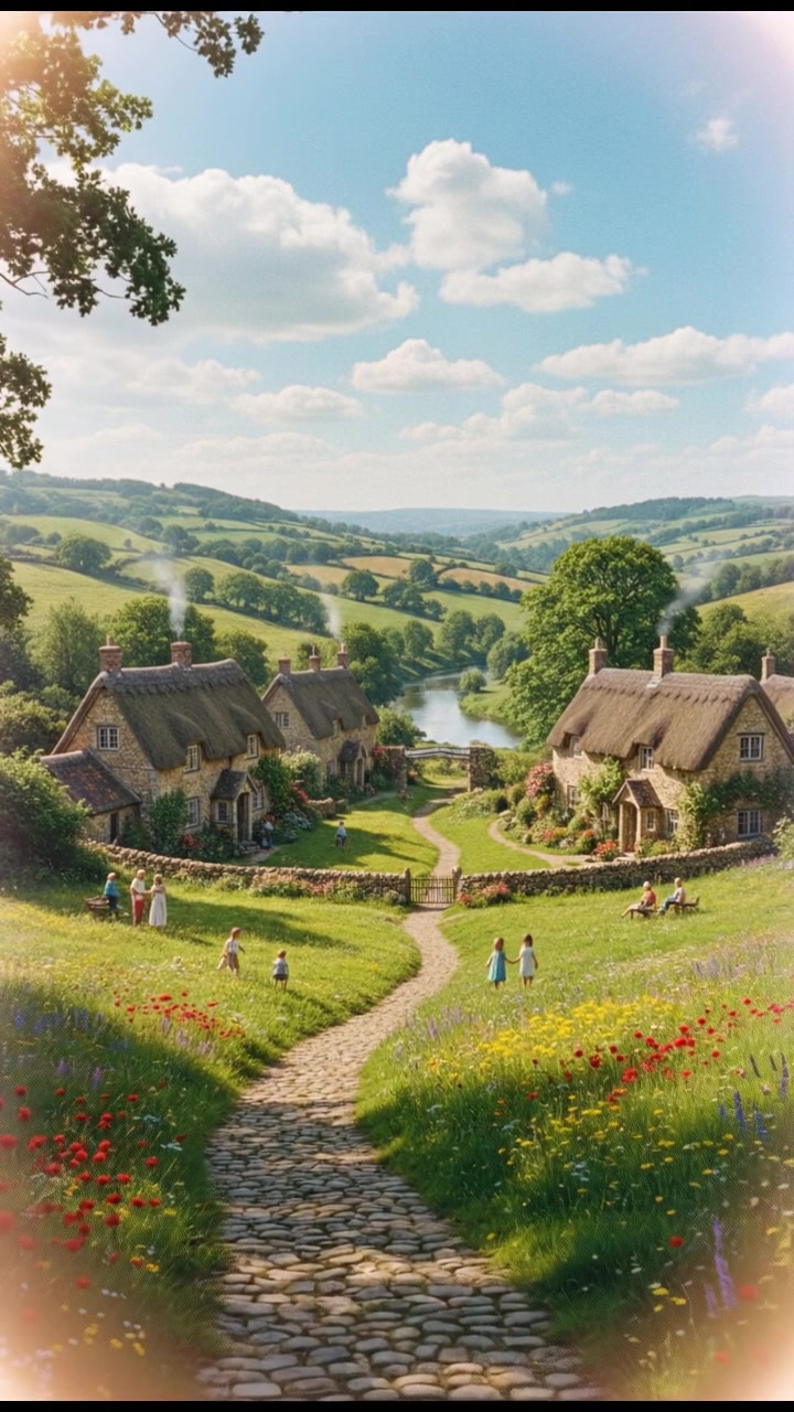 Permainan Ceria Anak Perempuan dan Anjing di Sawah