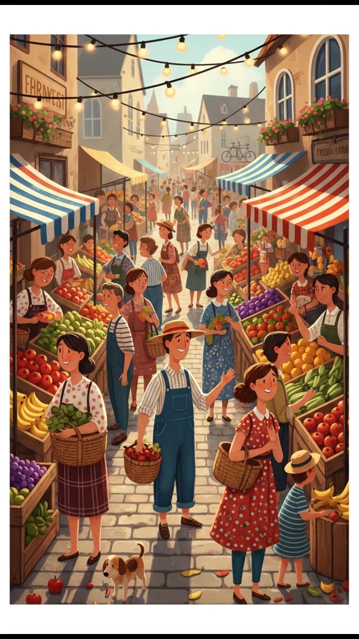 A busy street market, filled with people shopping, showcasing everyday life and simplicity.