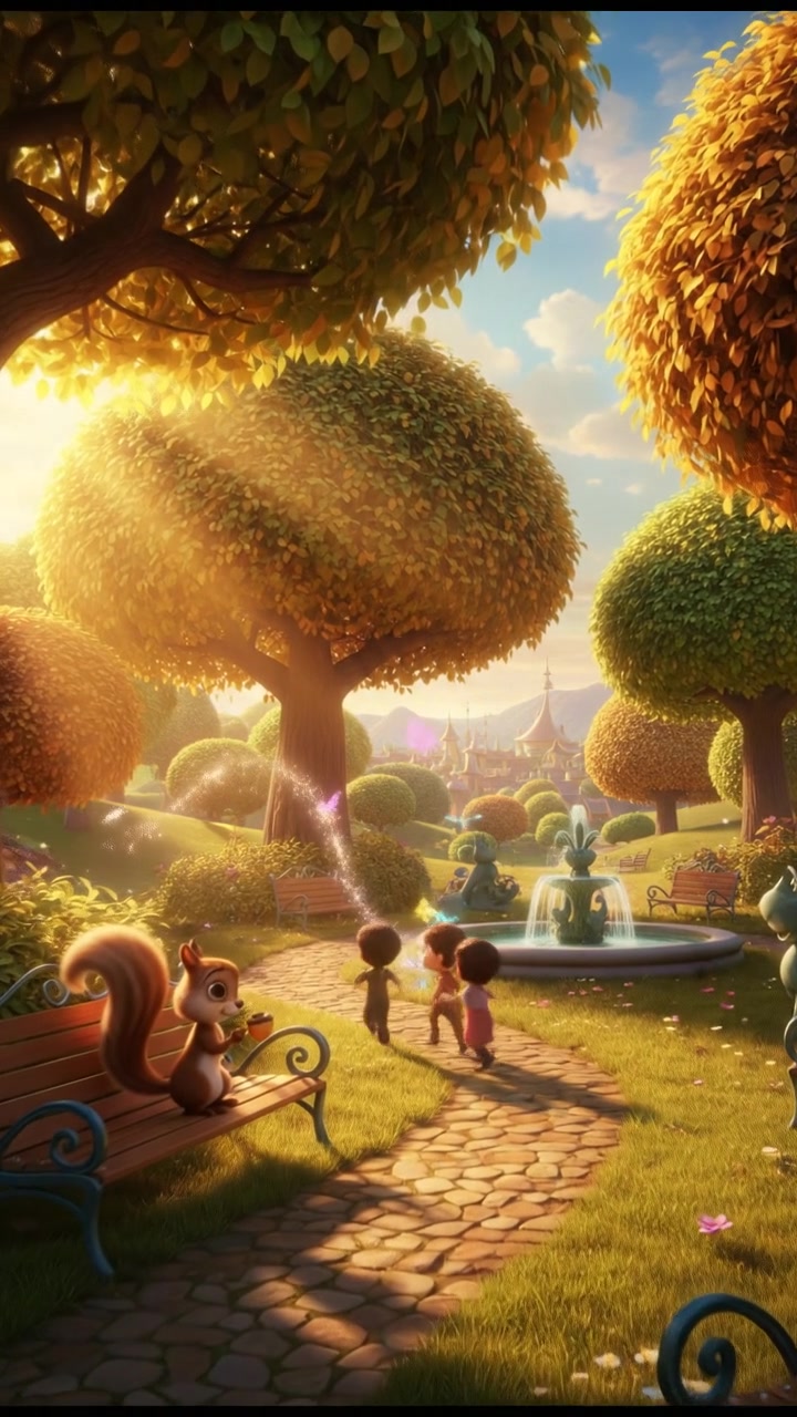 Kucing Oren dan Awan Bermain di Taman