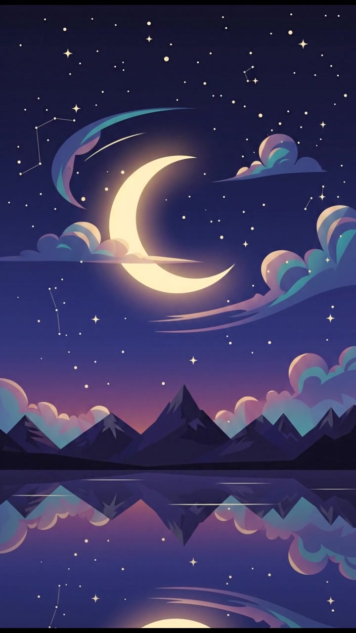 A serene night sky filled with stars and a glowing moon.