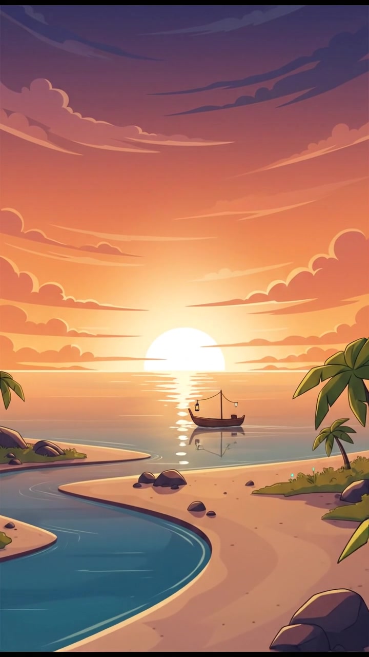 A serene landscape, possibly a peaceful beach at sunset, symbolizing calm and tranquility.