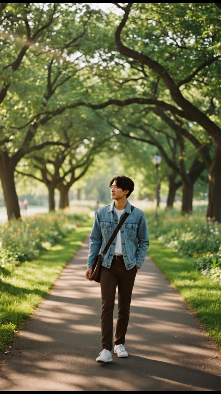 युआन और उसके कुत्ते का पार्क में खेल