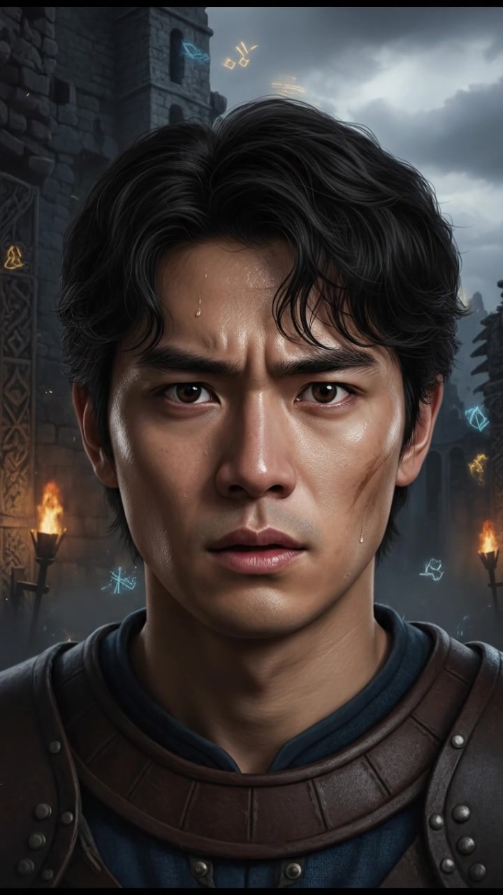 A close-up of Ken's face, showing a mix of fear and determination.