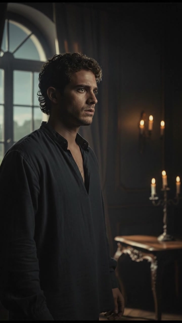 A thoughtful Mateo stands by a window, looking out with a concerned expression.