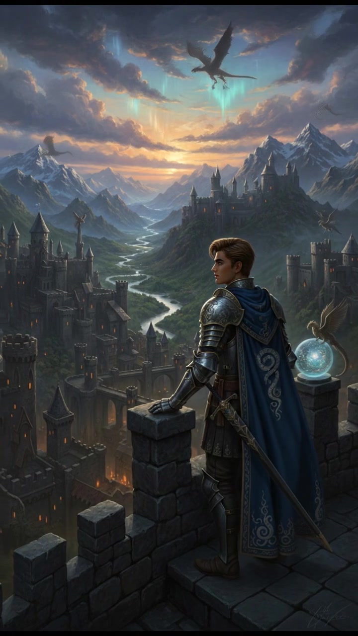 Arjun gazing out over a cityscape from a rooftop, contemplating his mission.