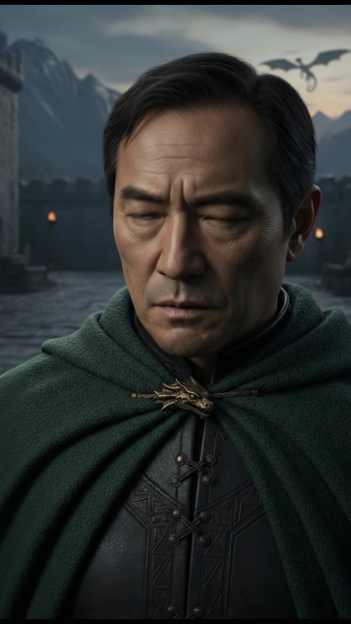 Close-up of Hiro's face as he stares thoughtfully at the ground, emphasizing his furrowed brow and intense gaze.