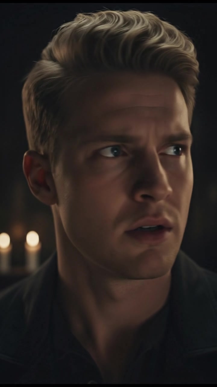 A close-up of Ryan's face showing confusion and concern as he looks around.