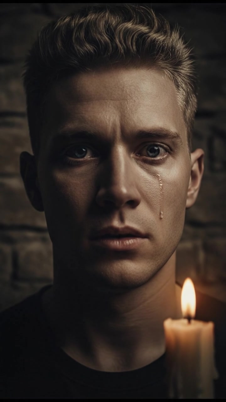 A close-up of Ryan’s face, showing fear and confusion as he realizes the truth.