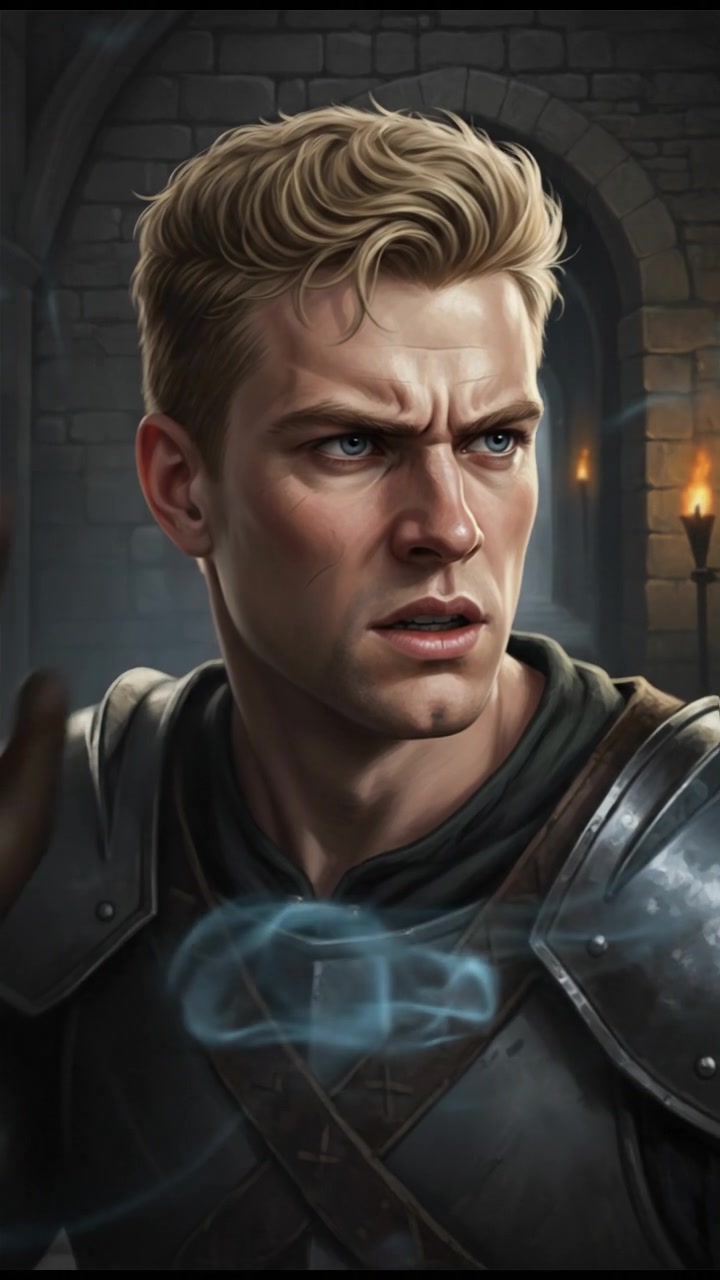 A close-up of Ryan's face showing focus and tension as he hears the whisper.