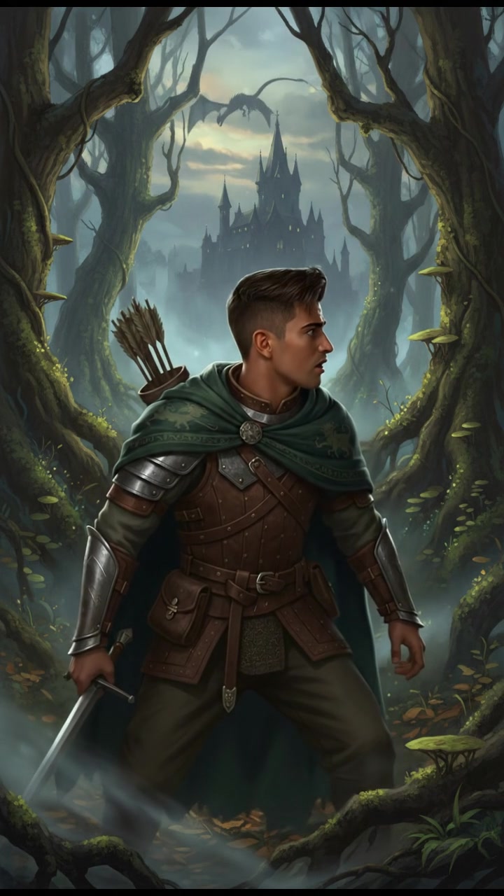 Arjun with a concerned expression, emphasizing caution as he looks around the forest.