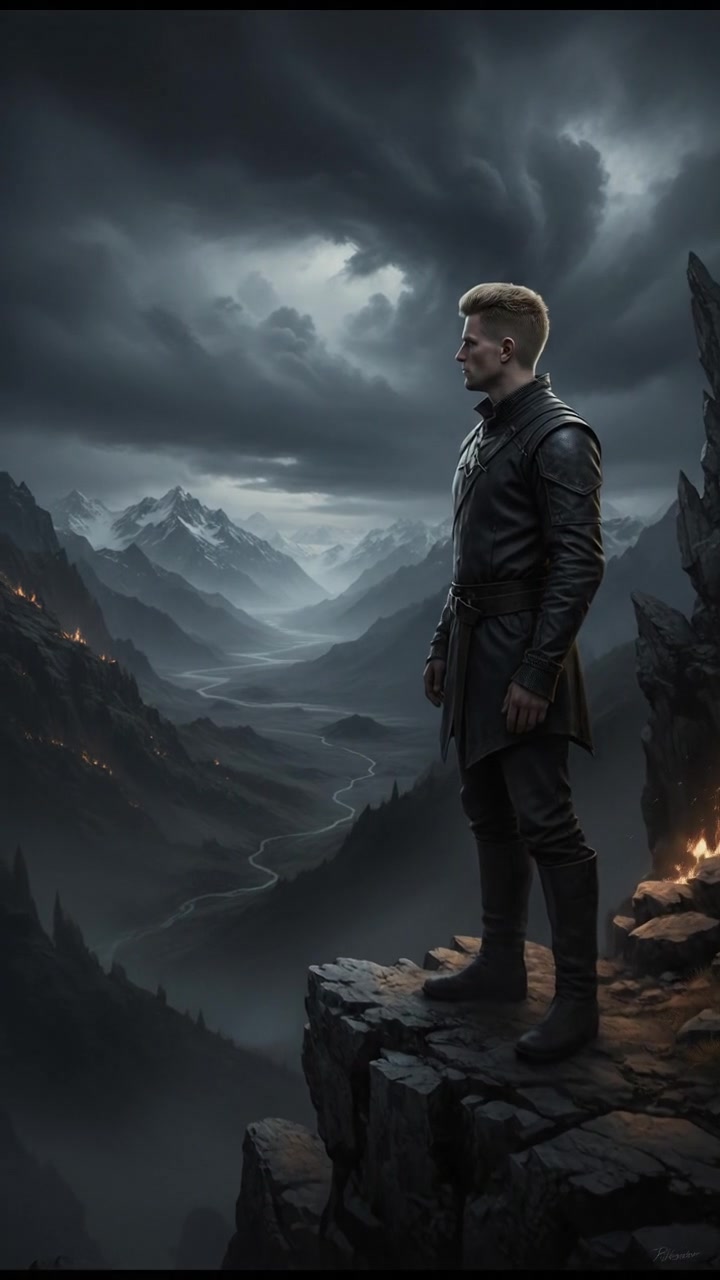 Ryan stands on a cliff overlooking a vast valley, with mountains in the background.