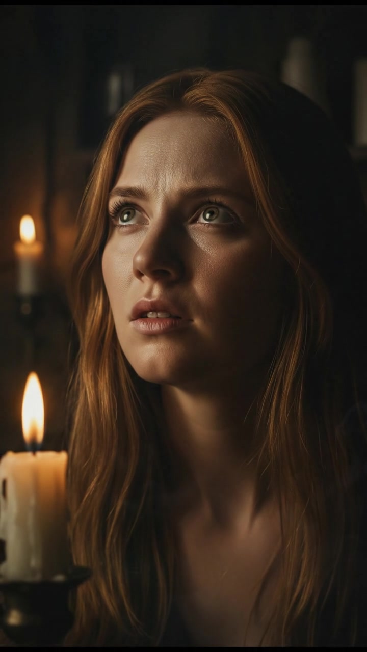 A close-up of Emma's face, showcasing a mix of confusion and curiosity as she dreams.