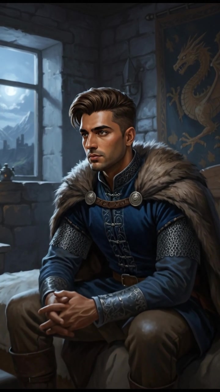 A dimly lit bedroom with Arjun sitting on the edge of his bed, looking contemplative.