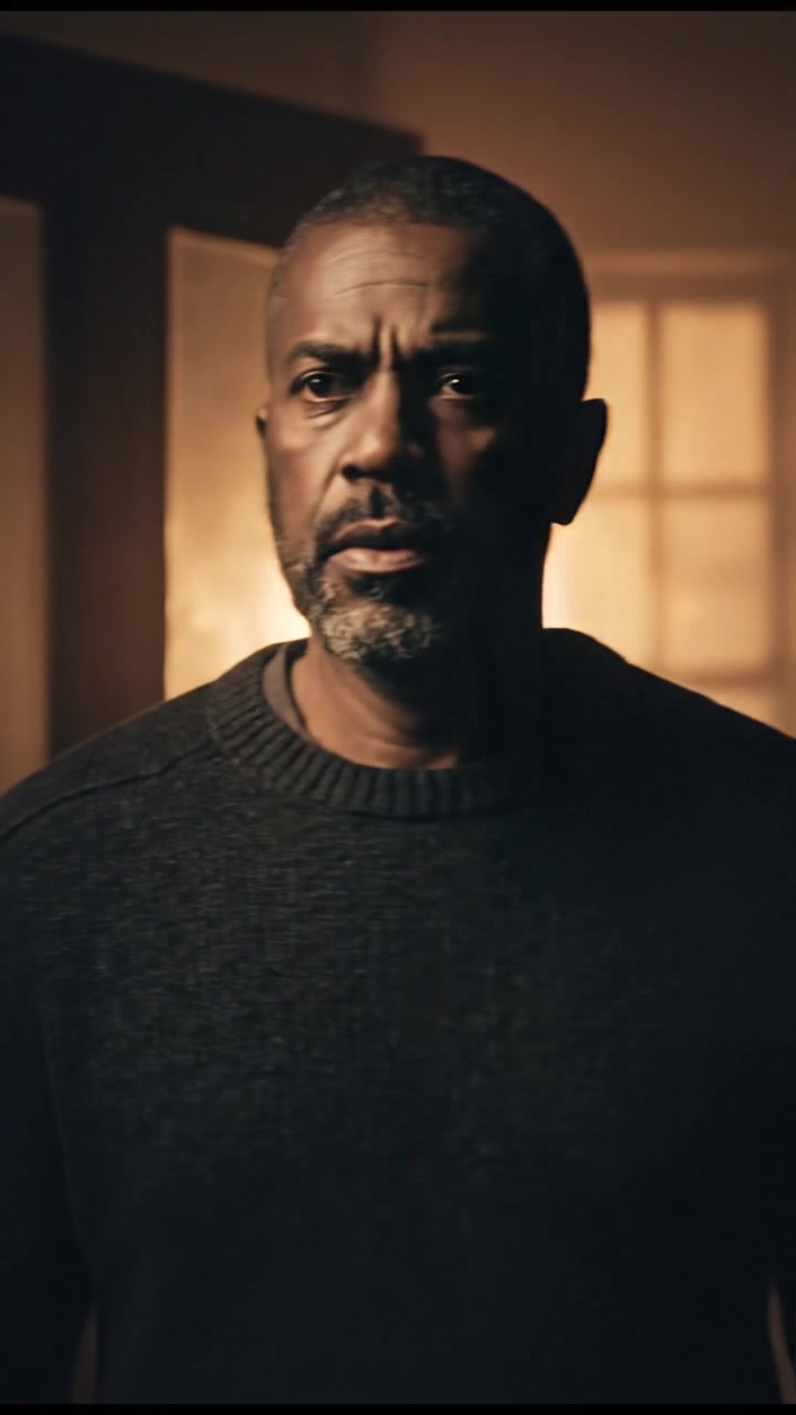 Kwame stands by the front door of the house, looking apprehensive.