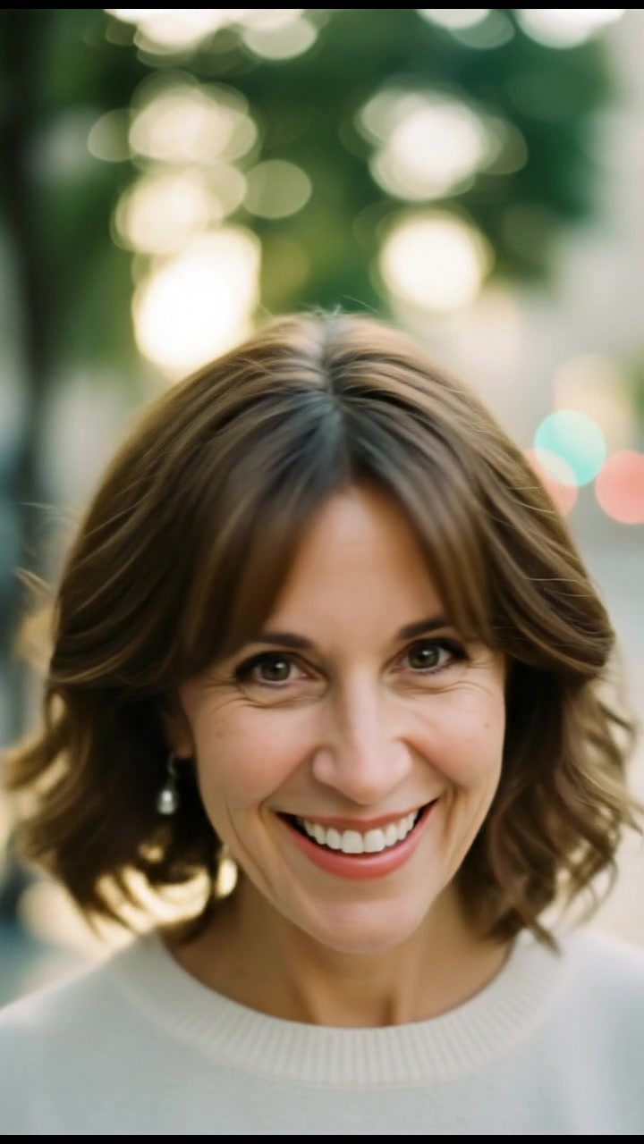 A close-up of Susan's smiling face with a hint of mischief in her eyes.