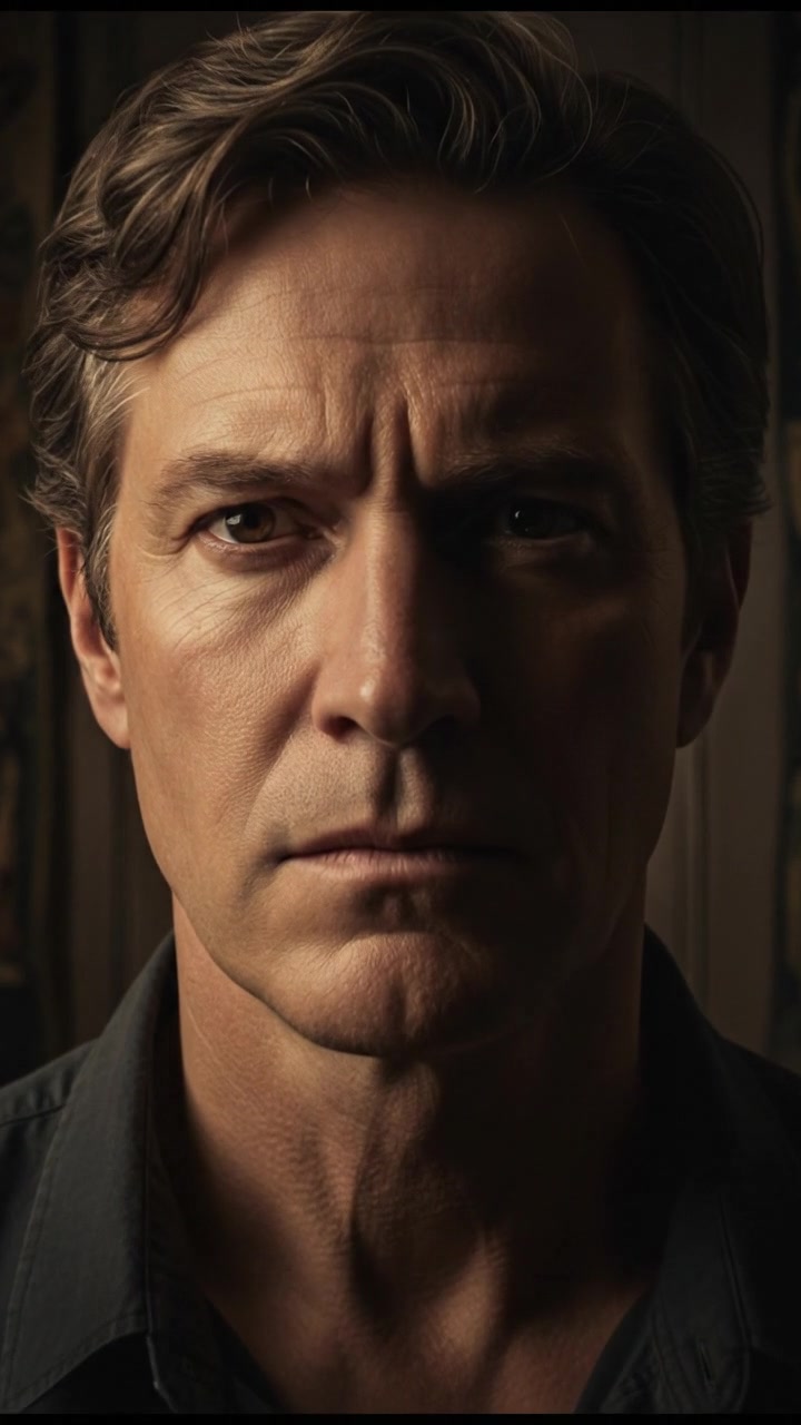 A close up of Mark's expression, revealing a flicker of unease.