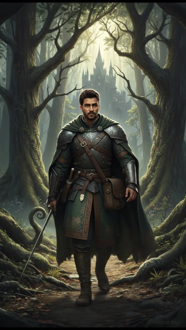 Rahul walking cautiously through the woods, with shadows of trees cast around him.