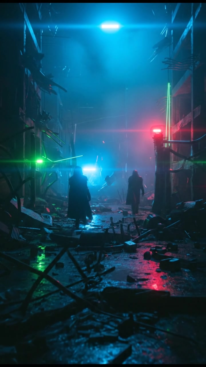 A barren landscape showing a war-torn area with debris scattered around.