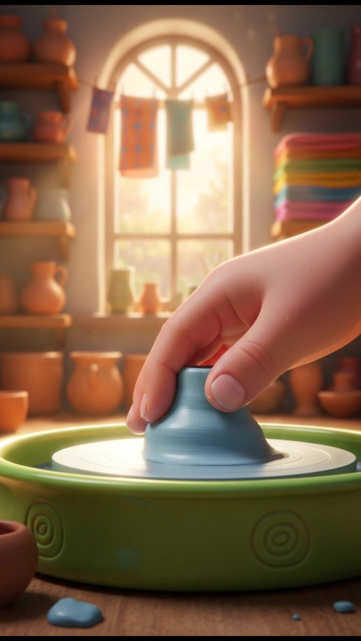 Cinematic 3D Cartoon Portrait of a Young Man with Curly Hair and Glasses