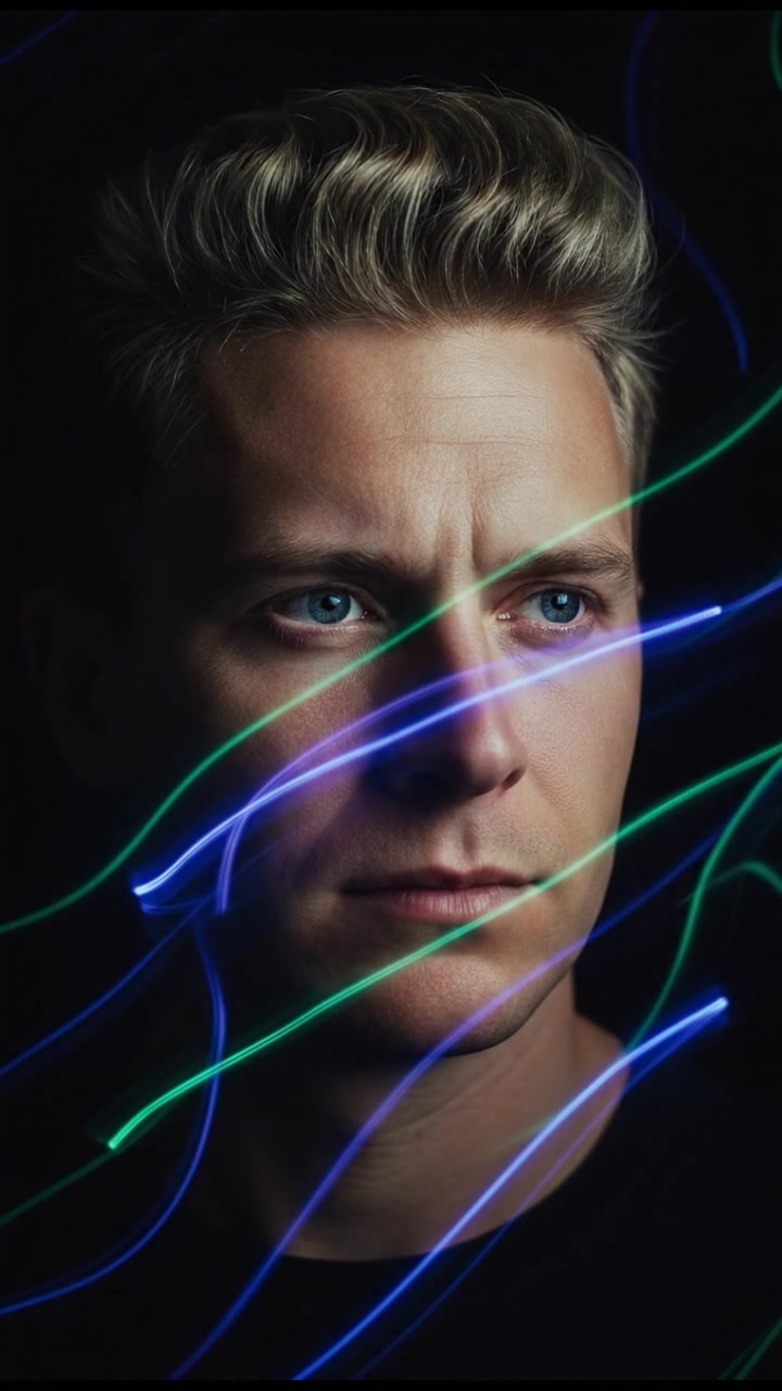 Close-up of Ryan's intense face, showing a mix of determination and hope.