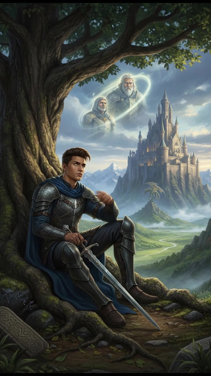 Arjun is seen sitting alone under a tree, recalling the words of his mentors with a thoughtful expression.