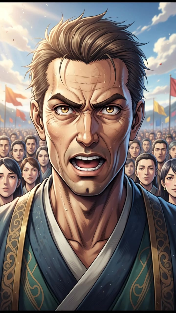 A close-up of Omar, emphasizing his expression as he addresses his followers.