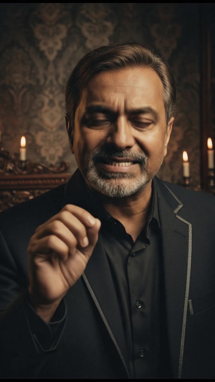 A close-up of Raj speaking decisively, with his hand raised.