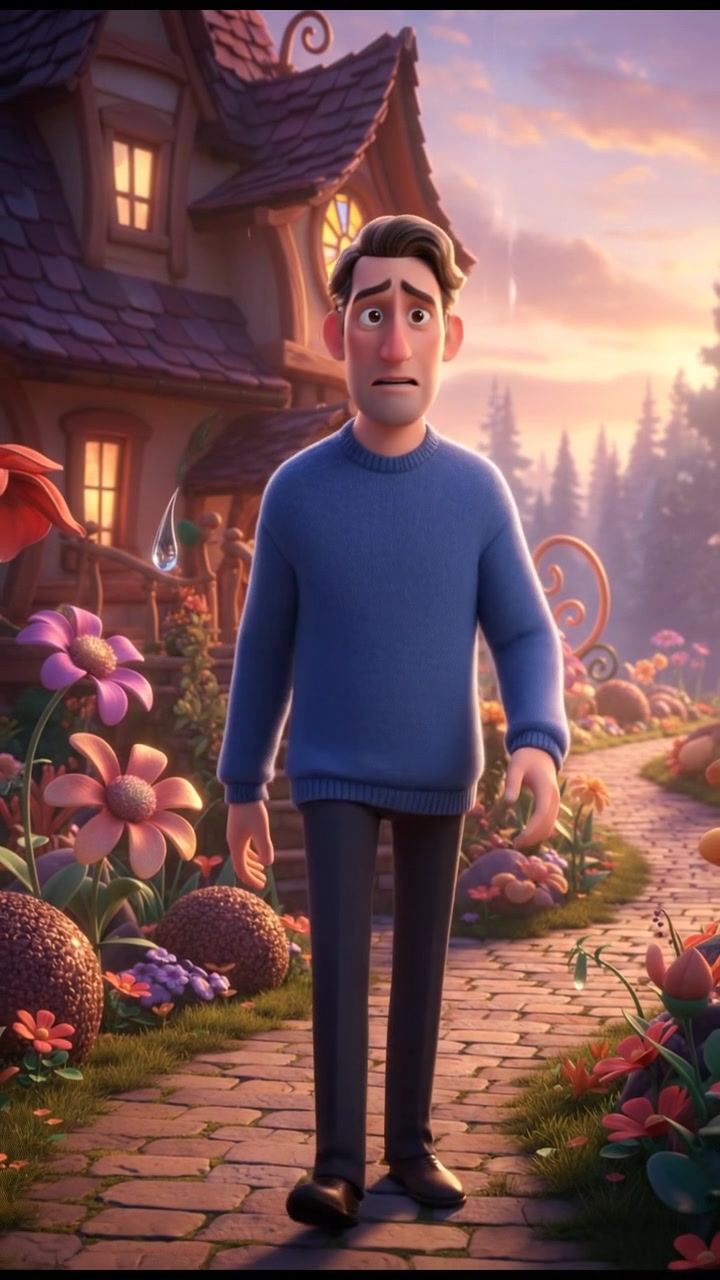 Mark standing outside the house, looking worried and conflicted.