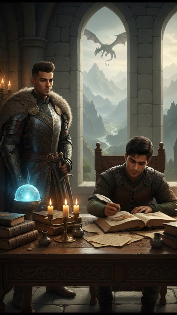 Rahul studying diligently at a desk, with books and notes spread around.