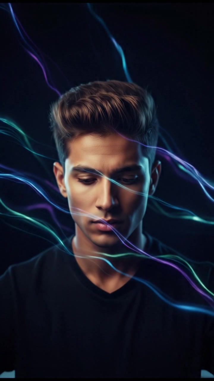 Close-up of Arjun’s face, focused and serious, as he faces a tough exam.