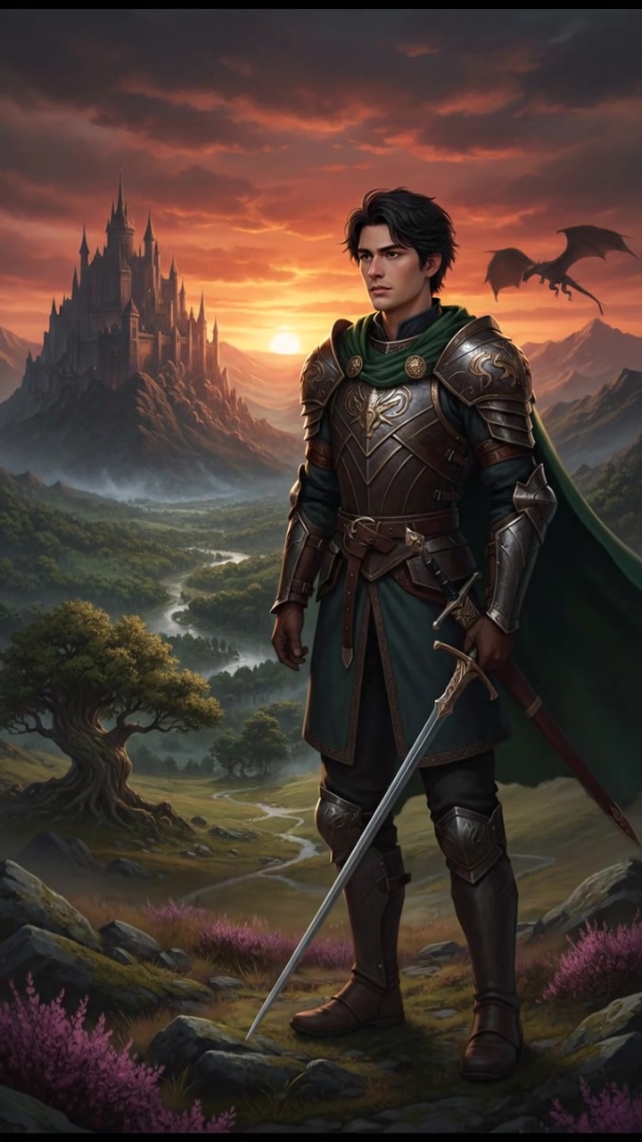 Ken stands alone on the hill at sunset, looking thoughtfully into the distance.