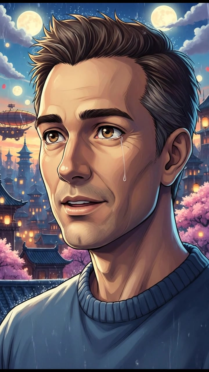 A close-up of Omar gazing out of a window, with his expression reflective.