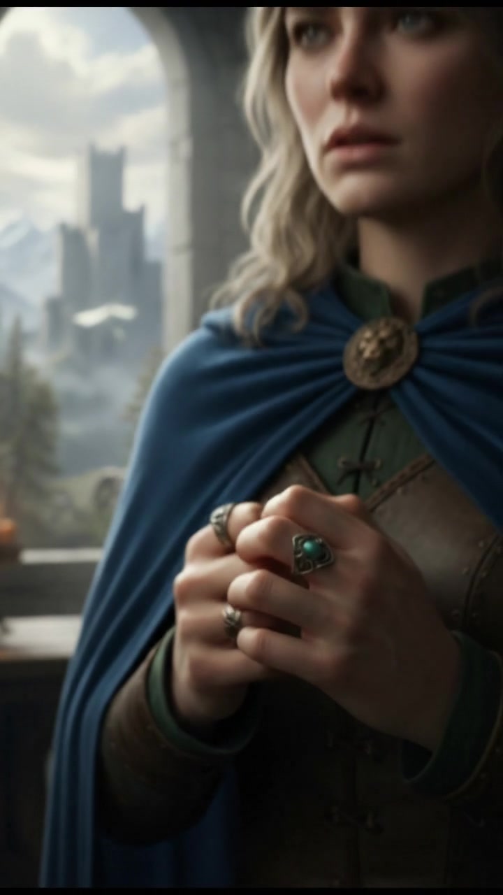 A close-up of Ashley's hands clenching nervously, her expression deep in thought.