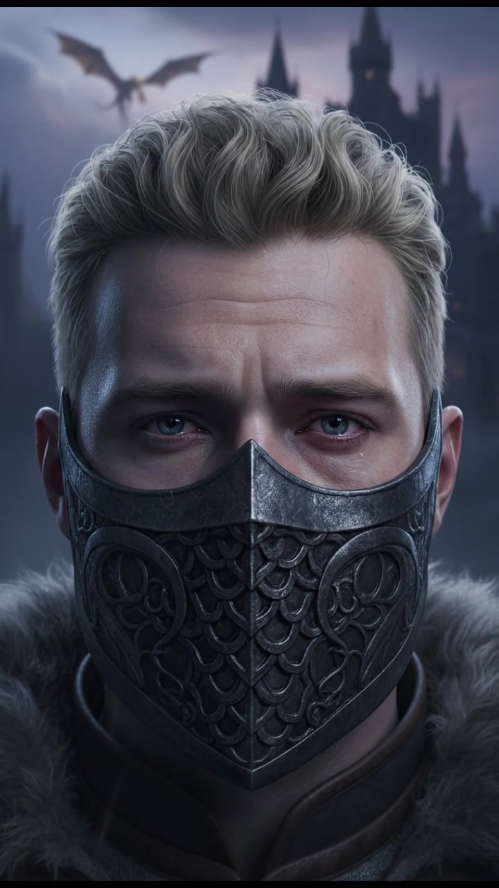 A close-up of Ryan's masked face, with a mix of admiration and sadness in his eyes.