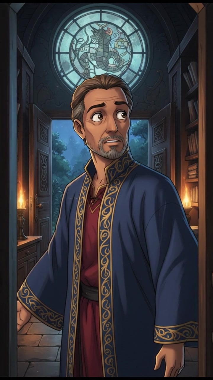 The Raj pauses in a dim-lit room, glancing over his shoulder nervously.