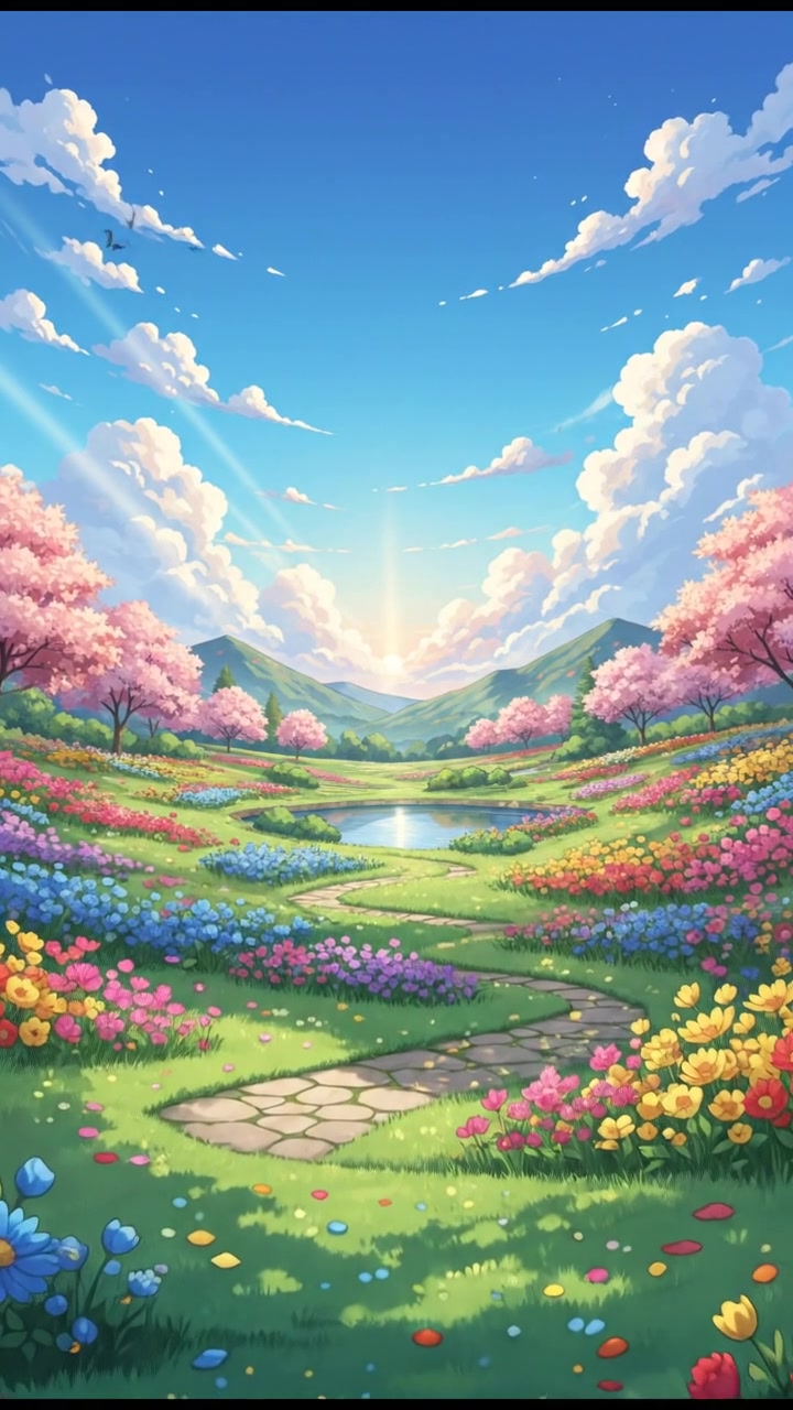 Dancing Joy: A Beautiful Anime Girl in the Wind