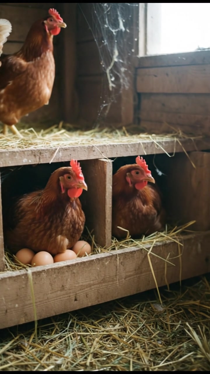Chicken Laying an Egg