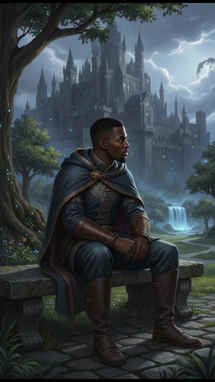 A young man named Isaiah, sitting on a bench in a park, gazing thoughtfully at the ground.