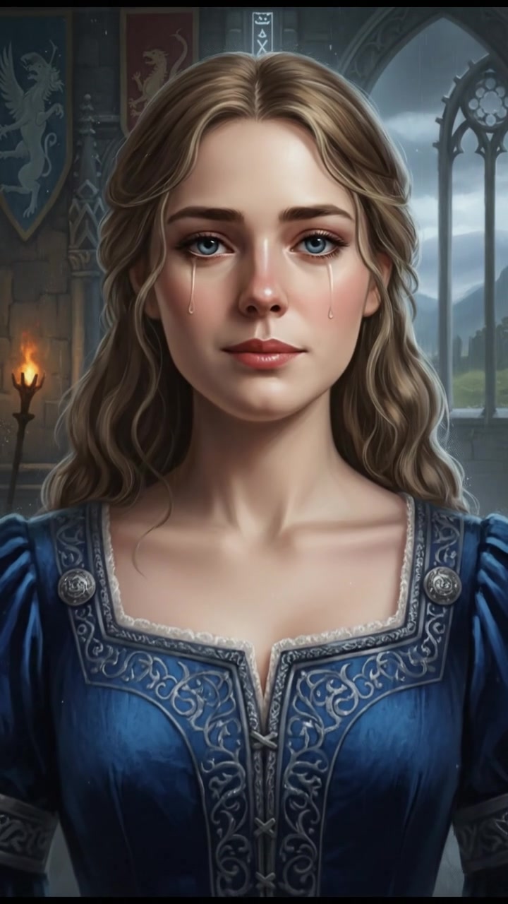 Close-up of Ashley's face, her lips slightly parted as she speaks softly, with a tear glistening in her eye.