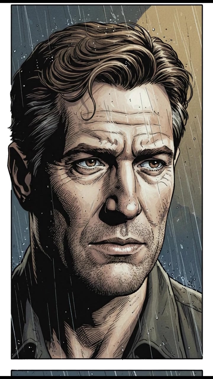 A close-up of Mark's face, showing a contemplative expression as he reflects on humanity.