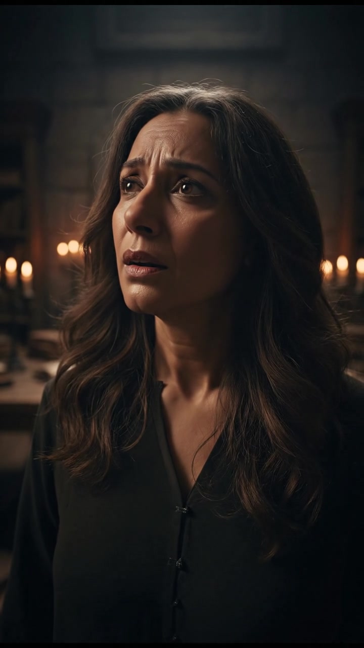 The Asha looking worried, her hand gripping the phone tightly.