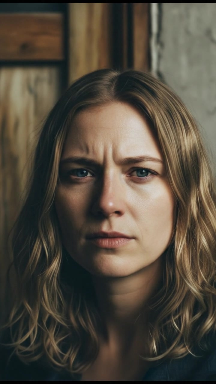 Close-up of Ashley's face, her expression reflecting inner turmoil and strength.