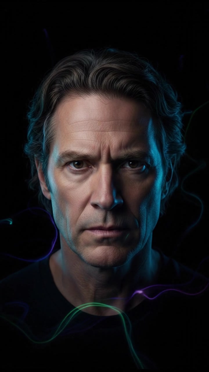 A close-up of Mark's face, showing a serious expression.