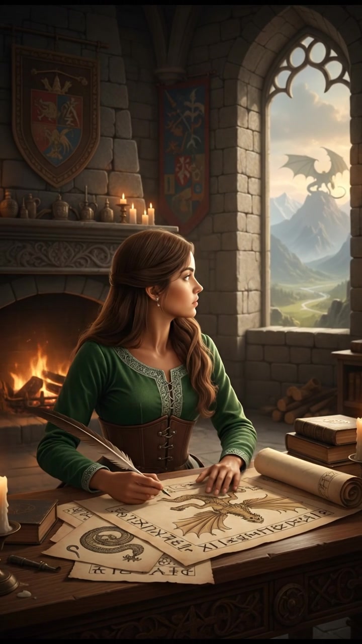 A young woman, Priya, sitting at a desk, deeply focused while writing notes.